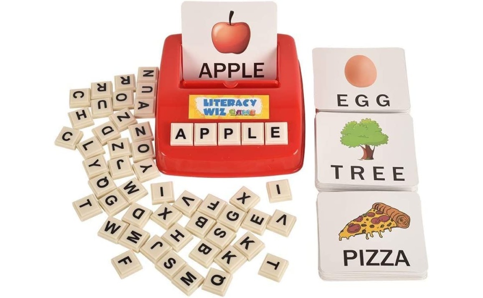 Literacy-Fun-Game-Matching-Letter-Game-60-Flash-Cards-English-Word-Spelling-Memory-Puzzle-Board-Sigh-lrm010